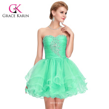 Grace Karin les photos réelles de la robe de soirée formelle sans manches à bretelles sexy et à manches courtes vert CL6077-3